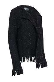 Current Boutique-Zadig & Voltaire - Black & Silver Metallic Open Front Cardigan Sz S