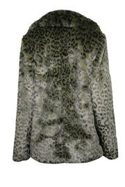 Current Boutique-Zadig & Voltaire - Green & Black Leopard Print Fuzzy Coat Sz L