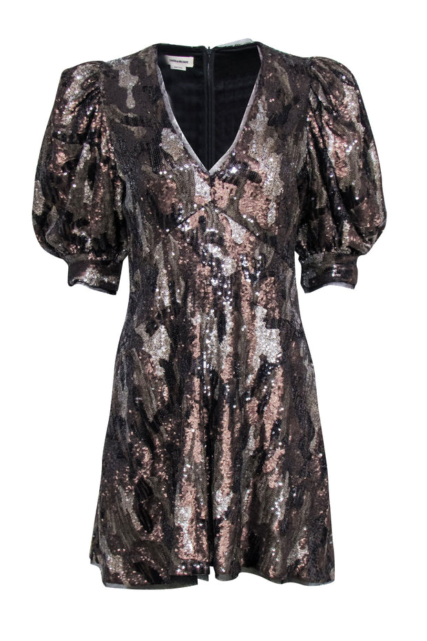 Current Boutique-Zadig & Voltaire - Metallic Camo Sequined Mini A-Line Dress Sz M