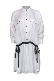 Current Boutique-Zadig & Voltaire - White Satin Button Front Drawstring Dress Sz S