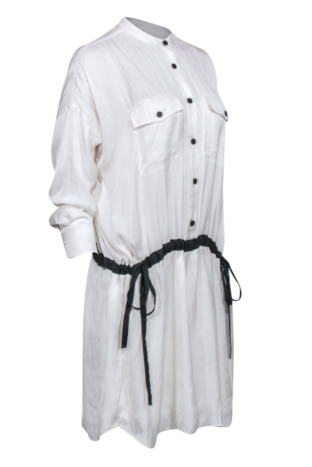 Current Boutique-Zadig & Voltaire - White Satin Button Front Drawstring Dress Sz S
