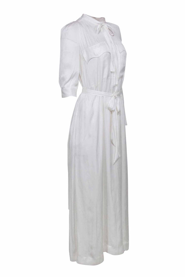 Current Boutique-Zadig & Voltaire - White Satin Crop Sleeve Dress Sz S