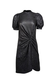 Current Boutique-Zadig & Voltaire - Black Crinkled Leather Puff Sleeve Mini Dress Sz XS