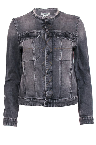 Current Boutique-Zadig & Voltaire - Grey Denim Frayed Hem Jacket Sz M