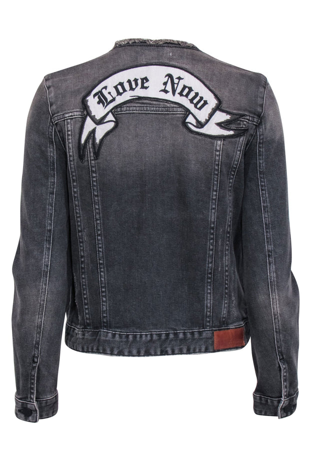 Current Boutique-Zadig & Voltaire - Grey Denim Frayed Hem Jacket Sz M
