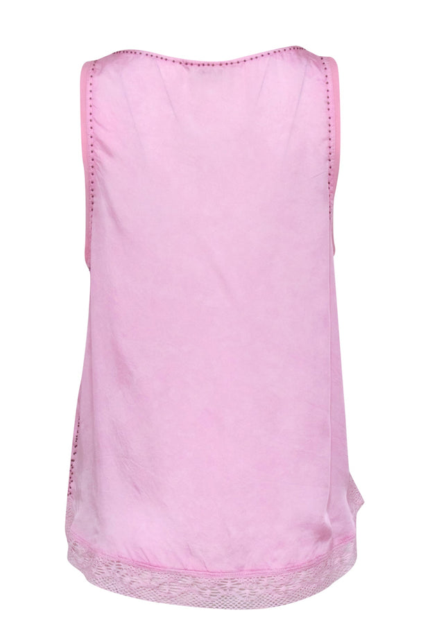Current Boutique-Zadig & Voltaire - Pink Sleeveless Top w/ Lace & Beaded Trim Sz S