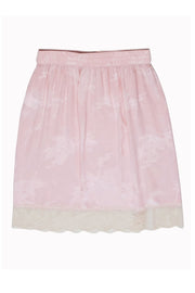 Current Boutique-Zadig & Voltaire - Blush Lace Pink Brocade Drawstring Skirt w/ Cream Lace Trim Sz L