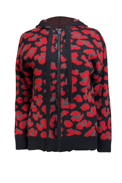 Zadig & Voltaire - Red & Black Leopard Patterned Cashmere Sweatshirt XS/S - Current Boutique