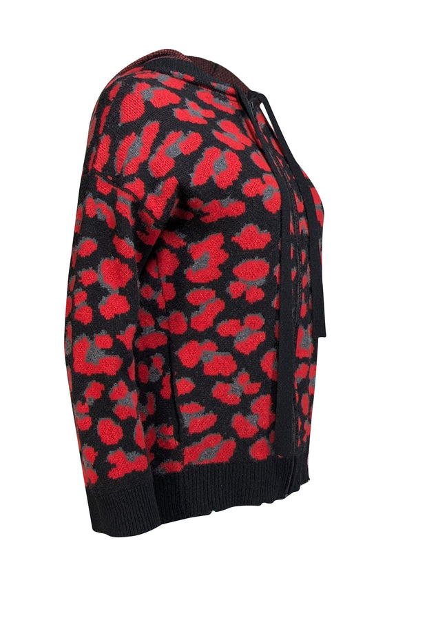 Zadig & Voltaire - Red & Black Leopard Patterned Cashmere Sweatshirt XS/S - Current Boutique