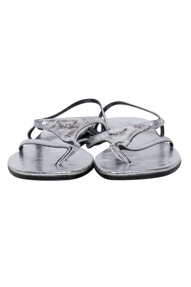 Current Boutique-Zadig & Voltaire - Metallic Silver Thong Sandals Sz 9