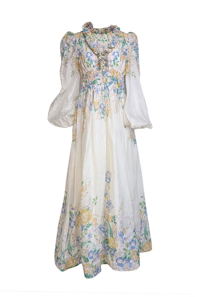 Current Boutique-Zimmermann - Cream w/ Pastel Floral Print Organza Gown Sz 10