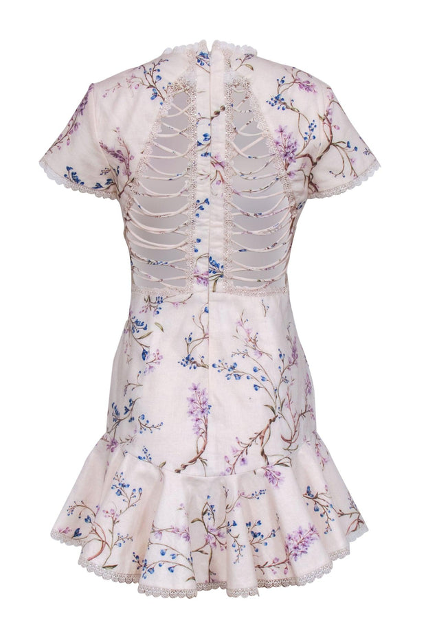 Current Boutique-Zimmermann - Cream & Multi Color Floral Print w/ Strappy Back Dress Sz 6