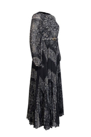 Current Boutique-Zimmermann - Black & Cream Paisley Print Pleated Long Sleeve Dress Sz 6