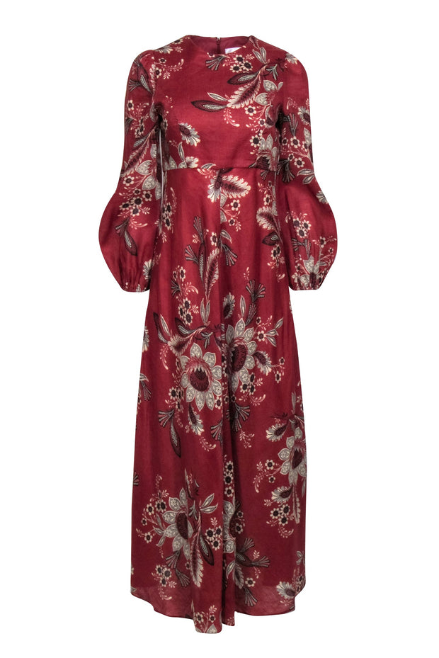 Current Boutique-Zimmermann - Rust Red Maxi Dress w/ Floral & Paisley Print Sz 6