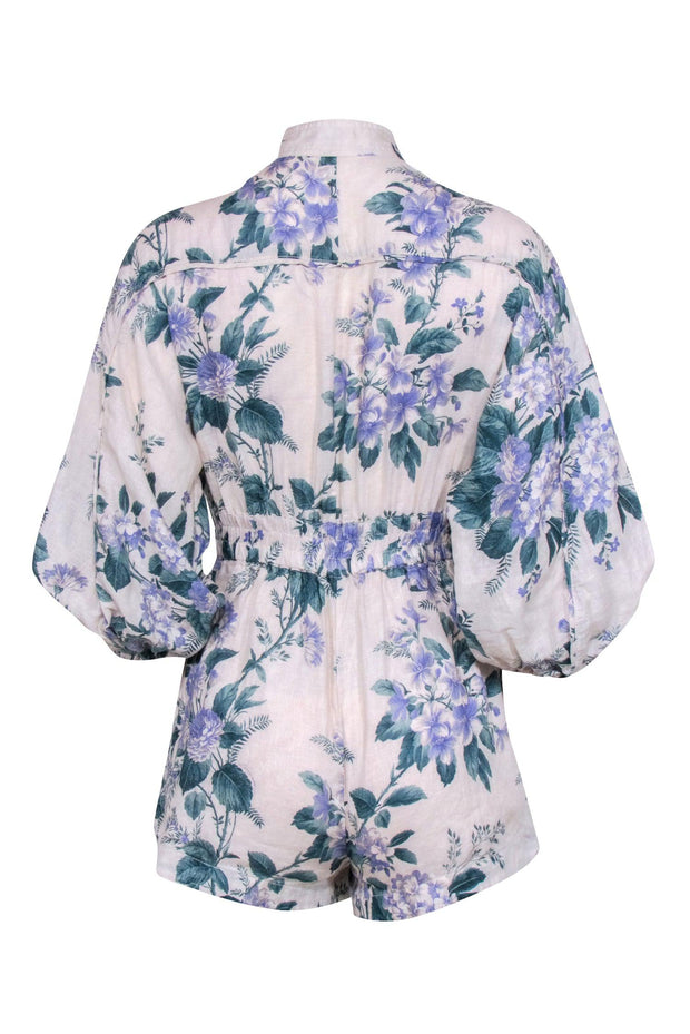 Current Boutique-Zimmerman - Cream Floral Belted Romper Sz 2P