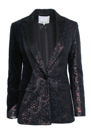 Current Boutique-3.1 Phillip Lim - Navy & Gold Jacquard & Corduroy Blazer Sz 0