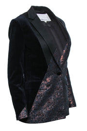 Current Boutique-3.1 Phillip Lim - Navy & Gold Jacquard & Corduroy Blazer Sz 0