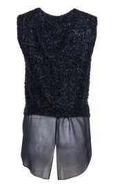 Current Boutique-3.1 Phillip Lim - Black Metallic Fuzzy Textured Silk Blend Tank Sz 0