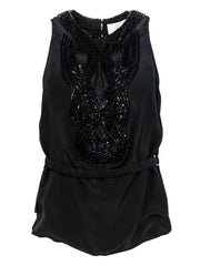 Current Boutique-3.1 Phillip Lim - Black Beaded Silk Tank w/ Belt Sz 4