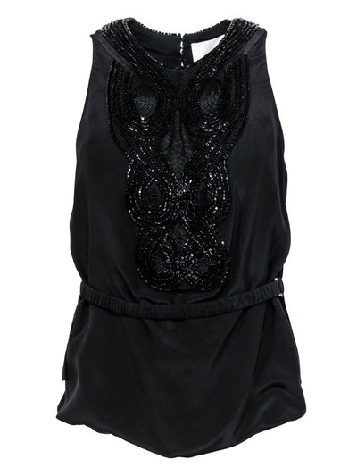Current Boutique-3.1 Phillip Lim - Black Beaded Silk Tank w/ Belt Sz 4