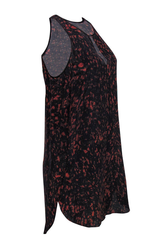Current Boutique-3.1 Phillip Lim - Black & Orange Sleeveless Silk Shift Dress w/ Keyhole Cutout Sz 4