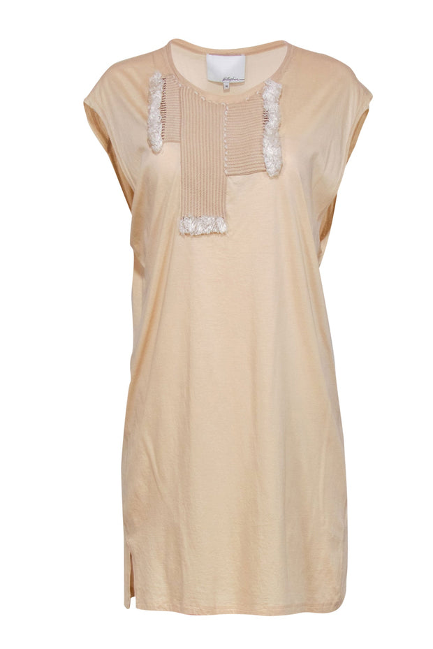 Current Boutique-3.1 Phillip Lim - Beige Cotton Blend Shift Dress w/ Woven Front Design Sz M