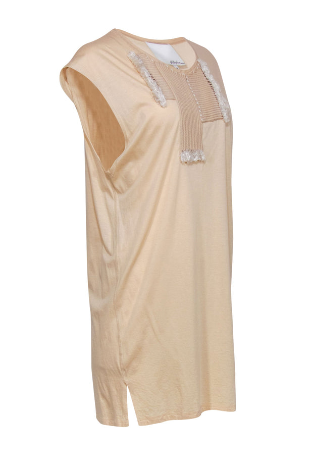 Current Boutique-3.1 Phillip Lim - Beige Cotton Blend Shift Dress w/ Woven Front Design Sz M