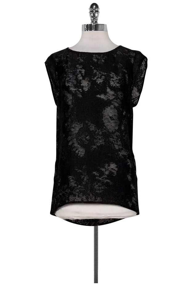 Current Boutique-3.1 Phillip Lim - Black Semi-Sheer Open Back Top Sz 2
