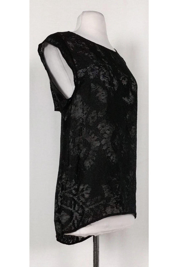 Current Boutique-3.1 Phillip Lim - Black Semi-Sheer Open Back Top Sz 2