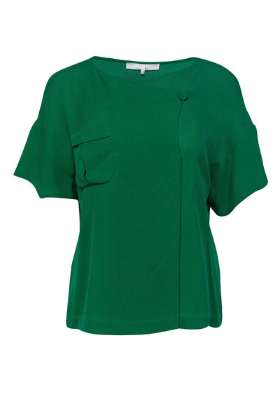 Current Boutique-3.1 Phillip Lim - Green Short Sleeved Side Button Top Sz 4