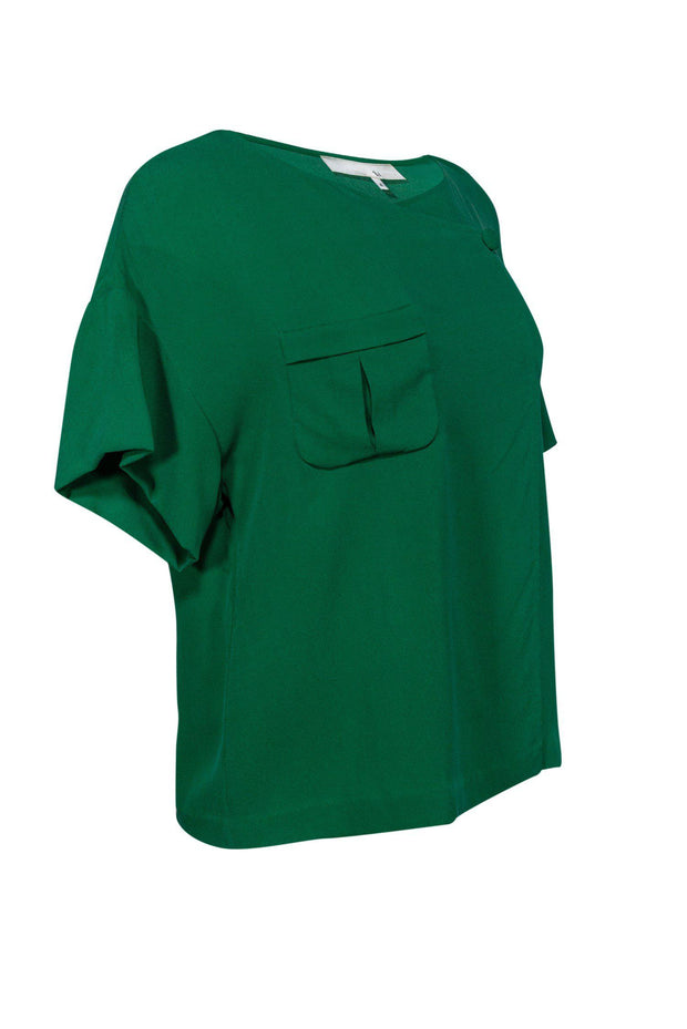 Current Boutique-3.1 Phillip Lim - Green Short Sleeved Side Button Top Sz 4