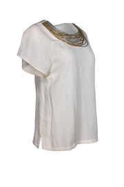 Current Boutique-3.1 Phillip Lim - Ivory Silk Shift Blouse Sz 4