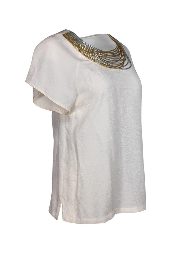 Current Boutique-3.1 Phillip Lim - Ivory Silk Shift Blouse Sz 4