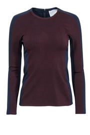 Current Boutique-3.1 Phillip Lim - Navy & Burgundey Color Blocked Long Sleeve Ponte Top Sz 4