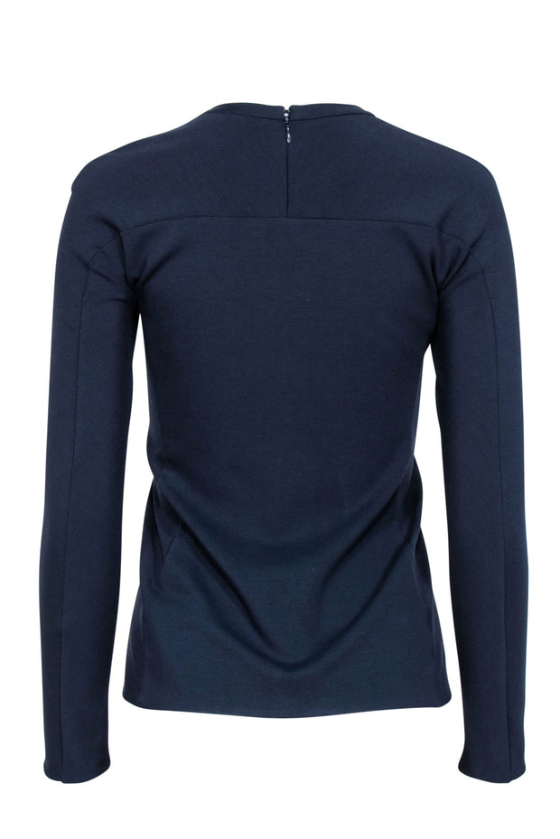 Current Boutique-3.1 Phillip Lim - Navy & Burgundey Color Blocked Long Sleeve Ponte Top Sz 4