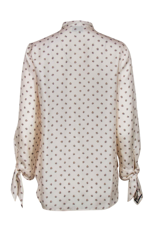 Current Boutique-3.1 Phillip Lim - White Silk Button Blouse w/ Chainlink Print Sz 4