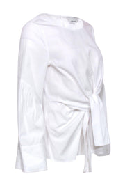 Current Boutique-3.1 Phillip Lim - White Long Sleeve Tie Front Blouse Sz 8