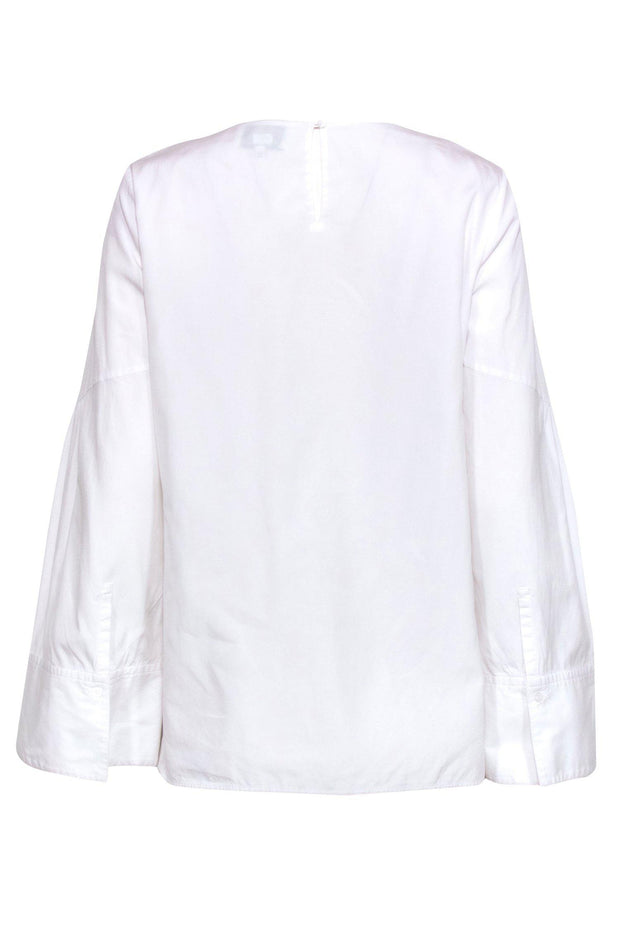Current Boutique-3.1 Phillip Lim - White Long Sleeve Tie Front Blouse Sz 8