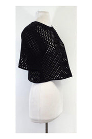 Current Boutique-3.1 Phillip Lim - Black Perforated Short Sleeve Crop Top Sz 0