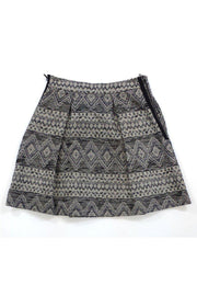Current Boutique-3.1 Phillip Lim - Black & Cream Tribal Print Pleated Skirt Sz 6