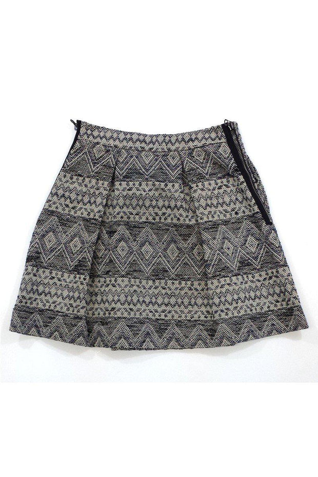 Current Boutique-3.1 Phillip Lim - Black & Cream Tribal Print Pleated Skirt Sz 6