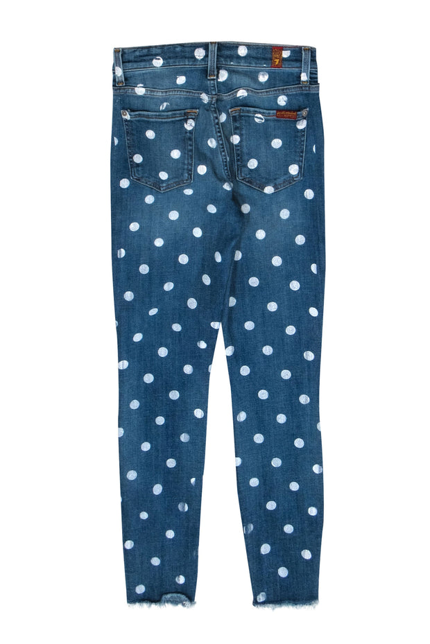 Current Boutique-7 For All Mankind - Medium Wash Polka Dot High-Waist Skinny Jeans Sz 25