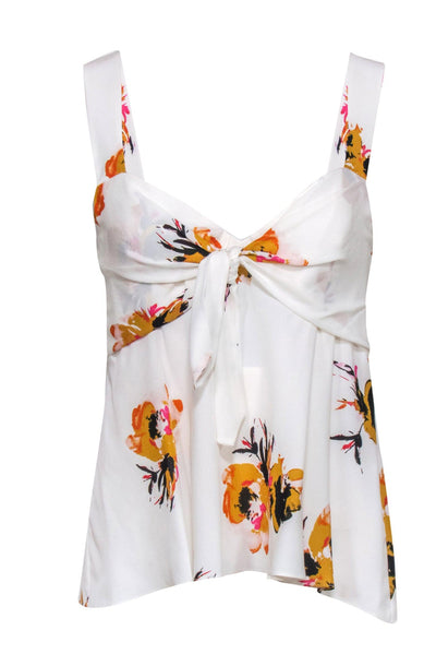 Current Boutique-A.L.C. - White Tie Front Floral Print Top Sz 8