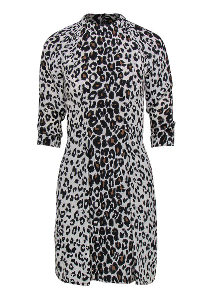Current Boutique-A.L.C. - Beige, Black & Brown Leopard Print Silk Sheath Dress Sz 2