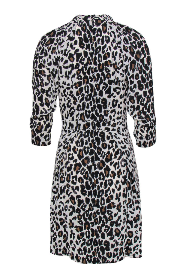 Current Boutique-A.L.C. - Beige, Black & Brown Leopard Print Silk Sheath Dress Sz 2