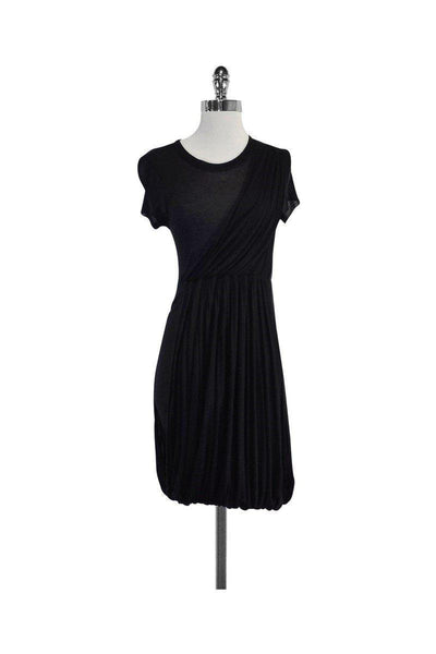 Current Boutique-A.L.C. - Black Draped Short Sleeve Dress Sz M