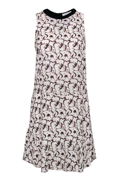 Current Boutique-A.L.C. - Cream Silk Shift Dress w/ Filigree Print Sz 4