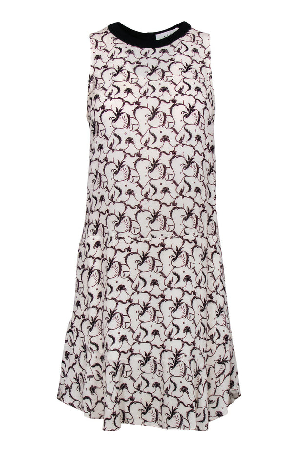 Current Boutique-A.L.C. - Cream Silk Shift Dress w/ Filigree Print Sz 4