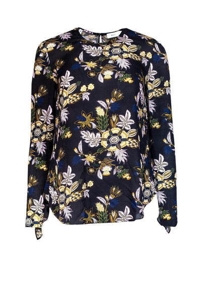 Current Boutique-A.L.C. - Backless Floral Blouse w/ Ruffle Sleeve Sz 2