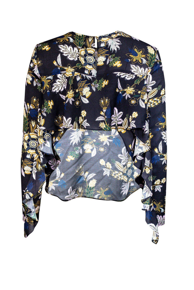 Current Boutique-A.L.C. - Backless Floral Blouse w/ Ruffle Sleeve Sz 2